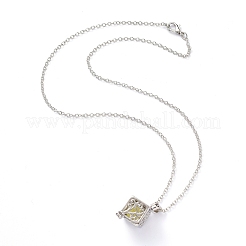 Luminous Alloy Locket Cube Pendant Necklaces&nbsp;NJEW-F284-04A