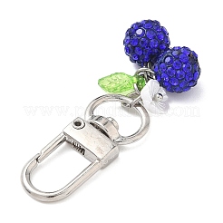 Polymer Clay Rhinestone Cherry Pendant Decorations&nbsp;HJEW-JM03268-02