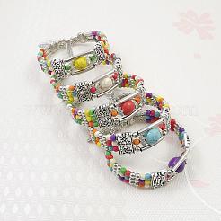 Synthetic Random Color Turquoise Beaded Bangles for Women&nbsp;WG1DBAC-04