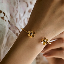 Clear Cubic Zirconia Cuff Bangles&nbsp;LS-BJEW-P305-05G