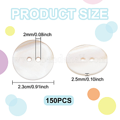 150Pcs 2-Hole Flat Round Shell Buttons&nbsp;SHEL-NB0001-66