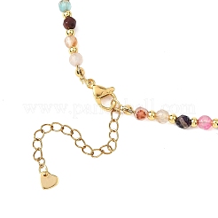 4MM Dyed Faceted Round Natural Agate Beaded Necklaces&nbsp;NJEW-JN05692