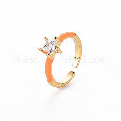 Brass Enamel Cuff Rings&nbsp;RJEW-T016-30-NF