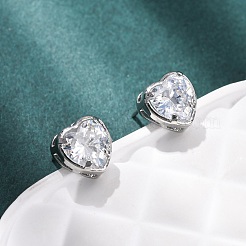 Brass Micro Pave Clear Cubic Zirconia Stud Earrings&nbsp;EJEW-C174-02A-P