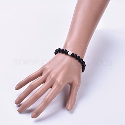 Natural Black Agate(Dyed & Heated) Bead Stretch Bracelets&nbsp;BJEW-JB04295-03