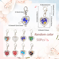 50Pcs Heart Millefiori Glass & Alloy Pendant Decorations&nbsp;HJEW-SC0002-17