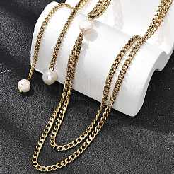 304 Stainless Steel 2-Strand Twisted Chain Necklaces for Women&nbsp;NJEW-K255-61G