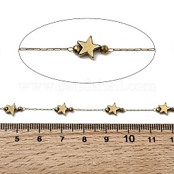 Handmade 304 Stainless Steel Non-magnetic Hematite Beaded Star Link Chains&nbsp;CHS-L032-17G-01