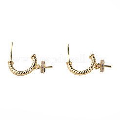 Brass Pave Clear Cubic Zirconia Stud Earring Findings&nbsp;KK-N233-389