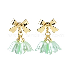 Plastic Flower with Bowknot Dangle Stud Earrings&nbsp;EJEW-JE05129