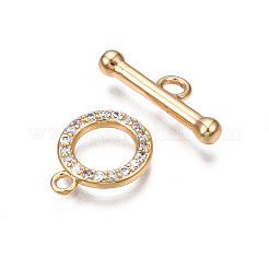 Brass Micro Pave Clear Cubic Zirconia Toggle Clasps&nbsp;X-KK-Q278-014-NF