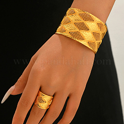 Vintage Alloy Filigree Rhombus Cuff Bangle & Ring Set&nbsp;RH3995