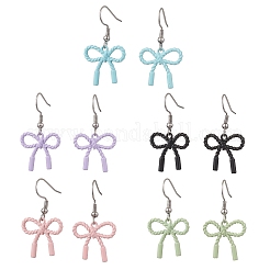 5 Pairs 304 Stainless Steel & Spray Plating Alloy Bowknot Dangle Earrings&nbsp;EJEW-JE06639