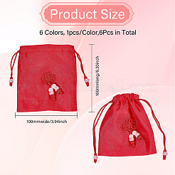 6Pcs 6 Colors Rectangle Cloth Packing Pouches&nbsp;ABAG-CA0001-15