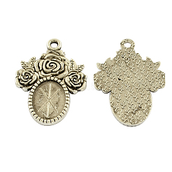 Tibetan Style Alloy Pendant Cabochon Settings&nbsp;X-TIBEP-5199-AS-LF