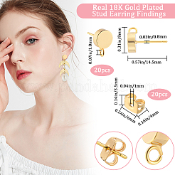 20Pcs Flat Round Brass Stud Earring Findings&nbsp;KK-BBC0013-96D