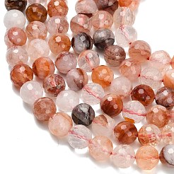 Grade A Natural Red Hematoid Quartz/Ferruginous Quartz Beads Strands&nbsp;G-L642-F03-8mm