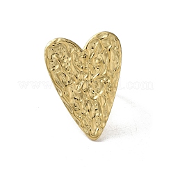 304 Stainless Steel Textured Heart Adjustable Rings&nbsp;LS-RJEW-K258-01G