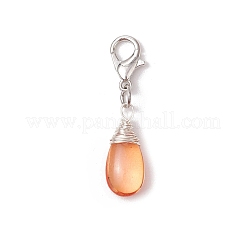 Wire Wrapped Glass Teardrop Pendant Decorations&nbsp;HJEW-JM02974-01
