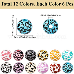 72Pcs 12 Colors Wood European Beads&nbsp;WOOD-SC0002-25