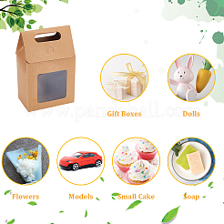 Folding Paper Gift Bags with Hole Handle and Plastic Visible Window&nbsp;ABAG-WH0044-35A