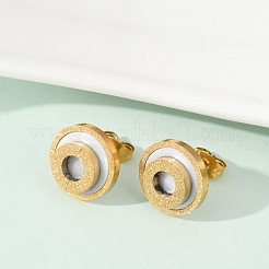 304 Stainless Steel Plastic Imitation Shell Stud Earrings&nbsp;EJEW-Z089-20G
