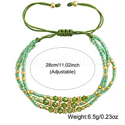 Adjustable Glass Seed Bead & Glass & Brass Beads Multi-Strand Bracelets for Women&nbsp;HR1151-2