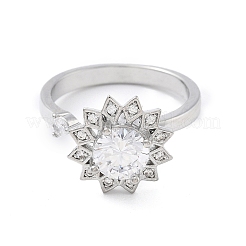 Sunflower Rotatable Open Cuff Rings for Women&nbsp;RJEW-S402-13P