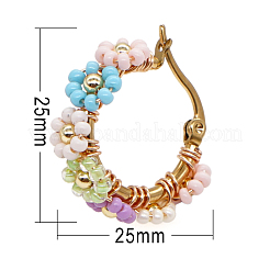 Bohemian Glass Braided Seed Beads Flower Hoop Earrings for Women&nbsp;CY3369-6