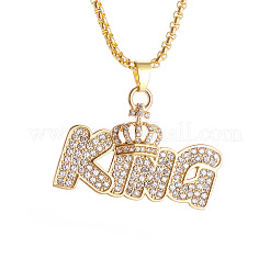 Alloy Full Crystal Rhinestone Crown with Word KING Pendant Necklaces for Unisex&nbsp;WGC5C6D-01