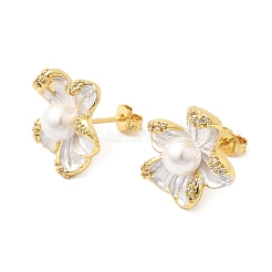 Brass Micro Pave Cubic Zirconia Enamel Stud Earrings&nbsp;CU-CBABA66-12A-G