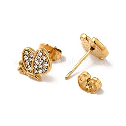 Rhinestone Butterfly Stud Earrings with 316 Surgical Stainless Steel Pins&nbsp;EJEW-A081-14G-02