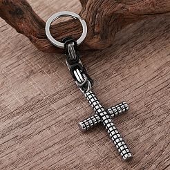304 Stainless Steel Tartan Cross Keychains&nbsp;SL6248