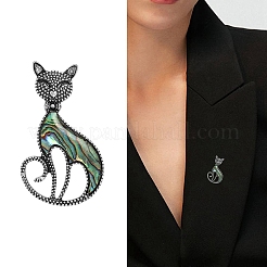 Creative Abalone Shell Cat Brooch&nbsp;PW-WG786CF-01