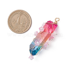 Electroplate Natural Quartz Crystal Copper Wire Wrapped Big Pendants&nbsp;PALLOY-JF04770