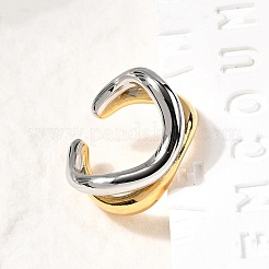 304 Stainless Steel Two Tone Cuff Rings&nbsp;RJEW-Z110-04GP