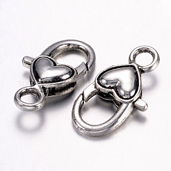 Tibetan Style Alloy Heart Lobster Claw Clasps &nbsp;X-LF013Y