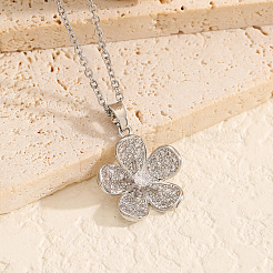 Fashionable Brass Full Crystal Rhinestone Flower Necklace for Women&nbsp;BV1149