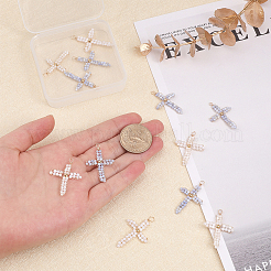 12Pcs 2 Colors Natural Freshwater Shell Round Beads Woven Pendants&nbsp;FIND-CA0006-96