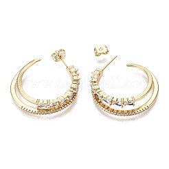 Brass Micro Pave Clear Cubic Zirconia Stud Earrings&nbsp;EJEW-N015-11-NF