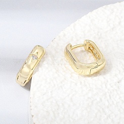 Brass Micro Pave Cubic Zirconia Hoop Earrings&nbsp;KK-CBA5585-09G