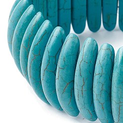 Synthetic Turquoise Oval Beaded Stretch Bracelets&nbsp;BJEW-P299-09A