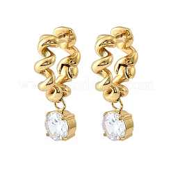 304 Stainless Steel Micro Pave Cubic Zirconia Stud Dangle Earrings&nbsp;EJEW-Z173-01G