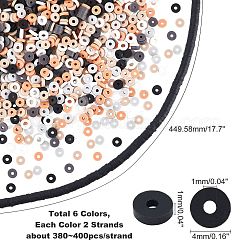 6 Colors Flat Round Handmade Polymer Clay Beads&nbsp;CLAY-PH0001-40B-02