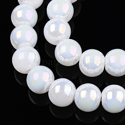 Electroplate Imitation Jade Glass Beads Strands&nbsp;GLAA-T032-J8mm-AB01