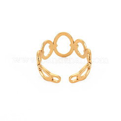 Ion Plating(IP) 304 Stainless Steel Open Oval Wrap Cuff Ring for Women&nbsp;RJEW-S405-187G