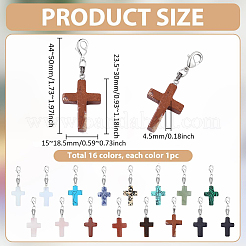 16Pcs Natural & Synthetic Mixed Gemstone Pendant Decorations&nbsp;HJEW-PH02389