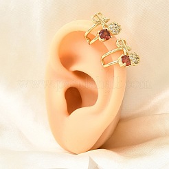 Cherry Brass Micro Pave Cubic Zirconia Cuff Earrings&nbsp;EJEW-C186-13G