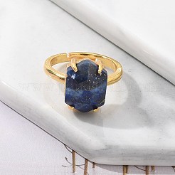 Hexagon Natural Lapis Lazuli Finger Rings&nbsp;RJEW-B113-02G-01