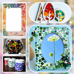 Square Glass Mosaic Cabochons&nbsp;GLAA-WH0033-142